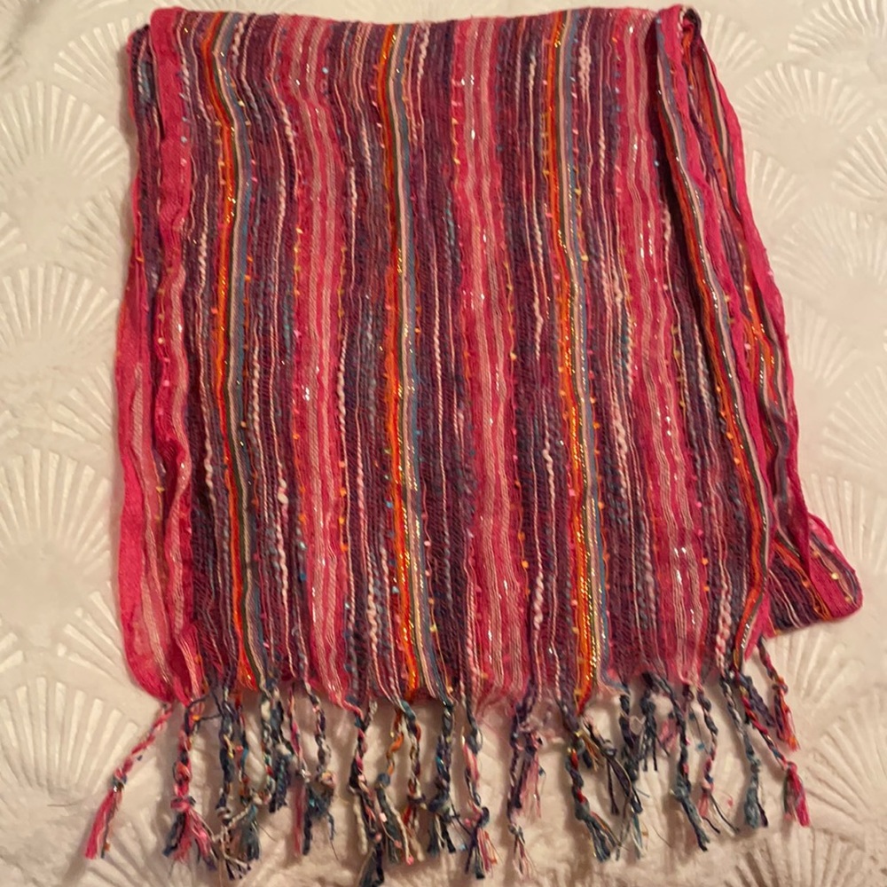 NWOT Pink multi colored striped summer scarf